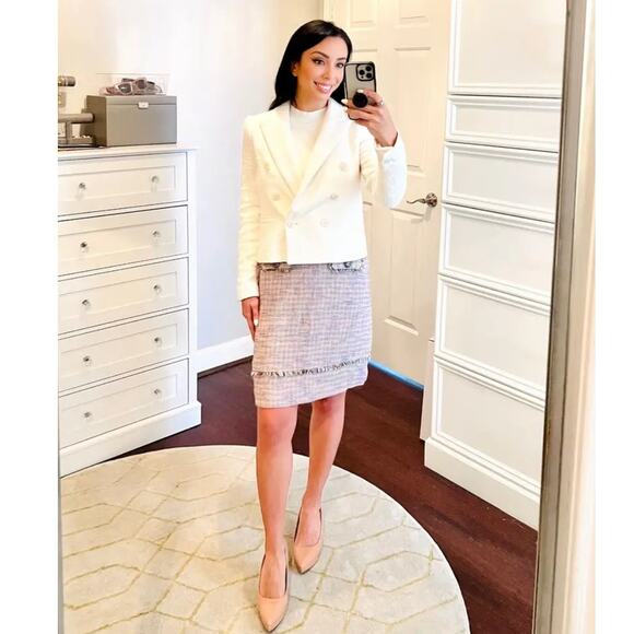 Ted Baker Mayumid Tweed Mini Dress White Ribbed Sleeveless Sz 12 US (5 Ted) - Picture 5 of 15